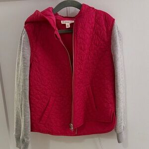 Kids Quilted Jacket with Hood - pink and Gray